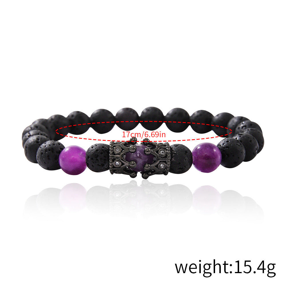 Zircon Crown Volcanic Rock Beaded Bracelet