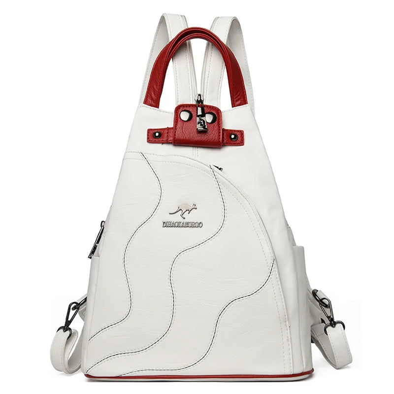 Sacs à dos en cuir pour femmes, sacs de poitrine zippés pour femmes, sac à dos de voyage, sacs à dos pour dames, mochilas, sacs d'école pour adolescentes, sac à dos