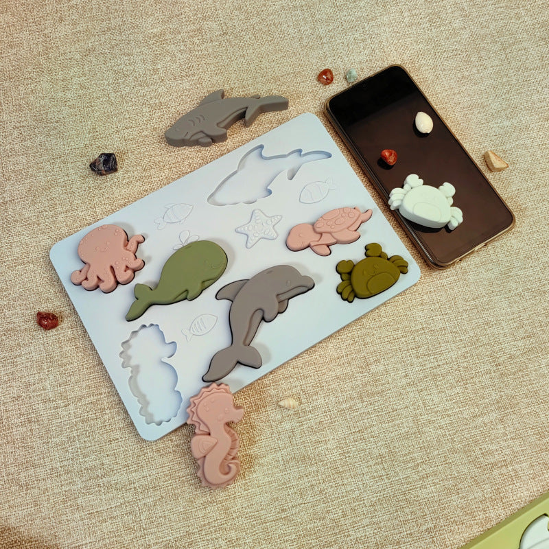 Jouets éducatifs en silicone sur les animaux marins