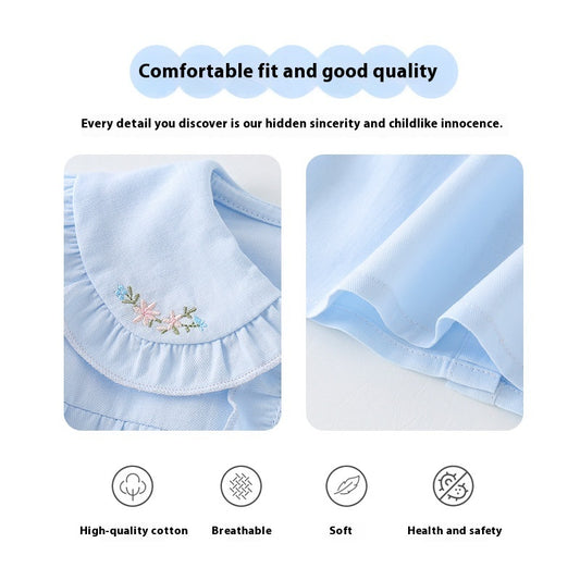 Girl's Cotton White Base Long-sleeved Shirt