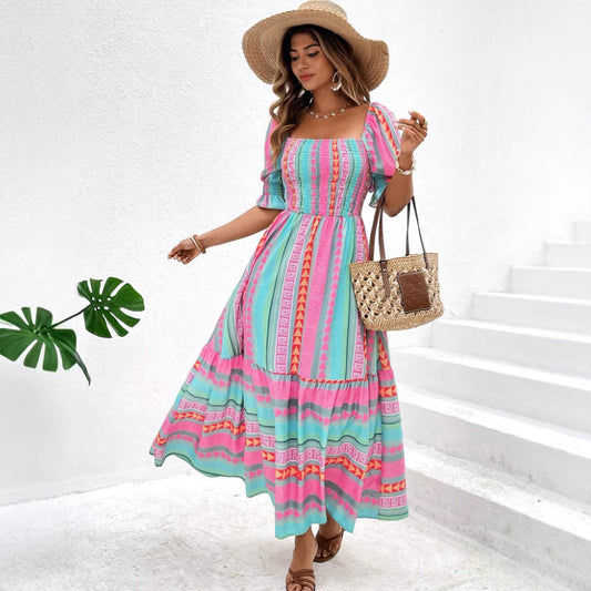 Short Sleeve pattern Dress