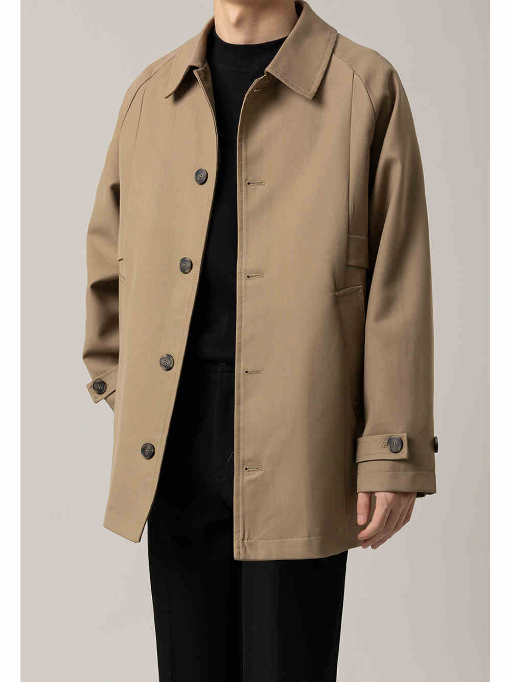 Veste mi-longue ample à revers pour homme