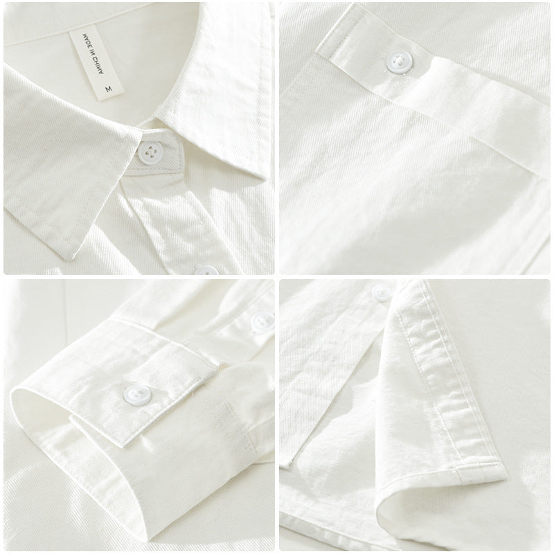 Chemise simple à manches longues en coton