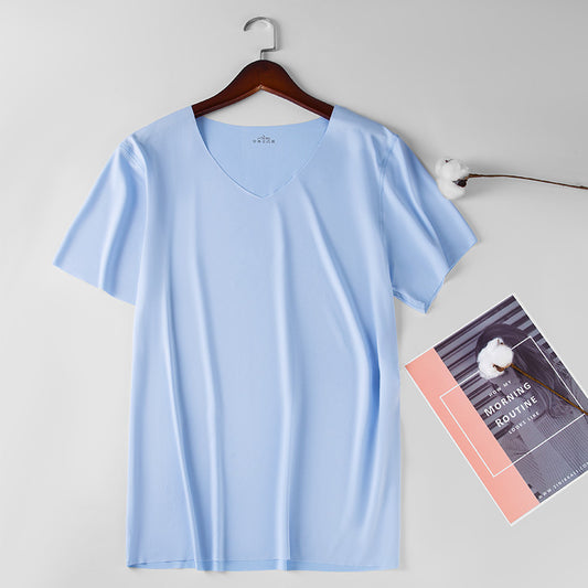 Men's Thin Ice Silk Seamless Short Sleeve T-shirt