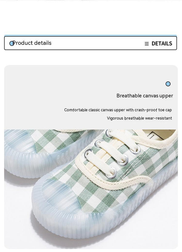 Plaid Canvas Shoes Elastic Band Slip-on Children