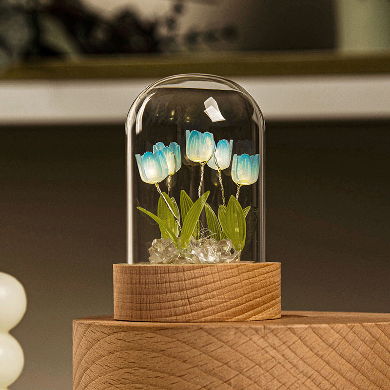 Lampe de Nuit Tulipe Miniature Décoration de Bureau Faite à la Main