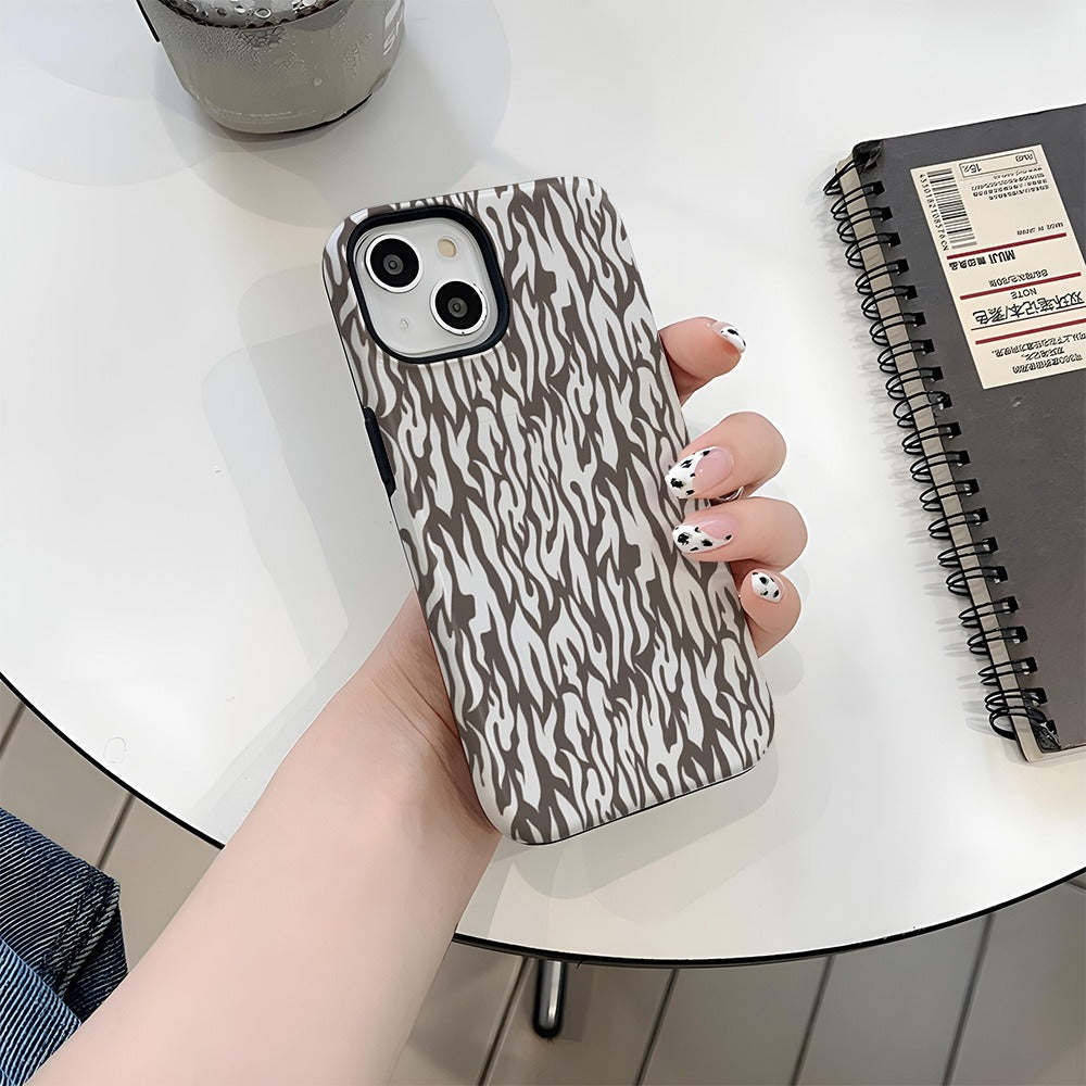 Étui pour téléphone portable Apple 15promax léopard blanc 2 en 1 coque Apple 14pro tendance 16pro