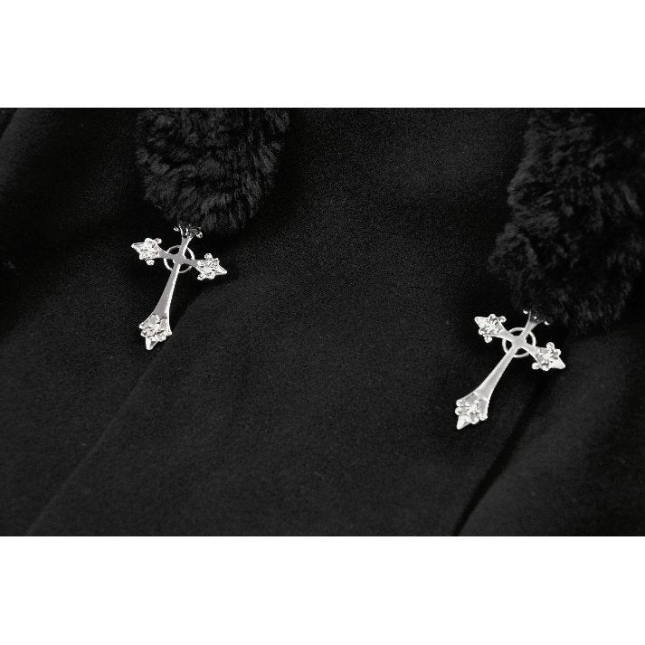 Manteau gothique Dark in Love avec oreilles de chat en fausse fourrure