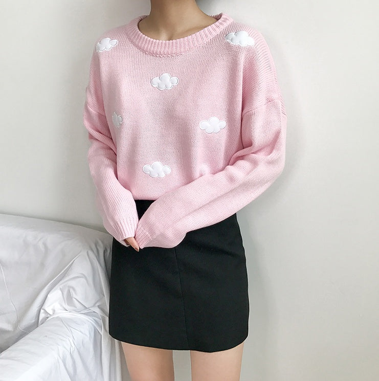 Pull ample nuage à manches longues pour femme