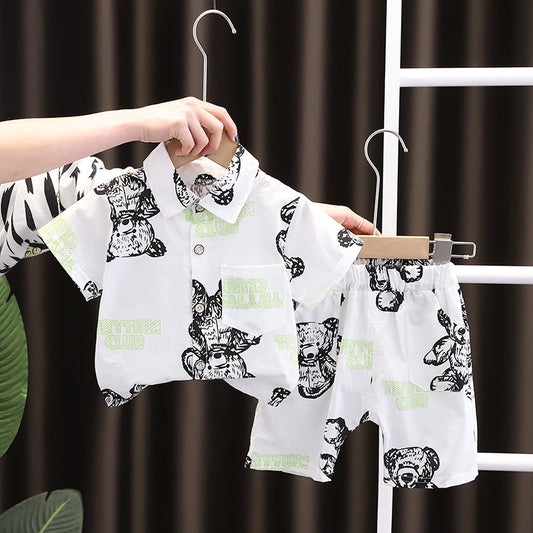 Baby Lapel Short Sleeve Shirt Suit