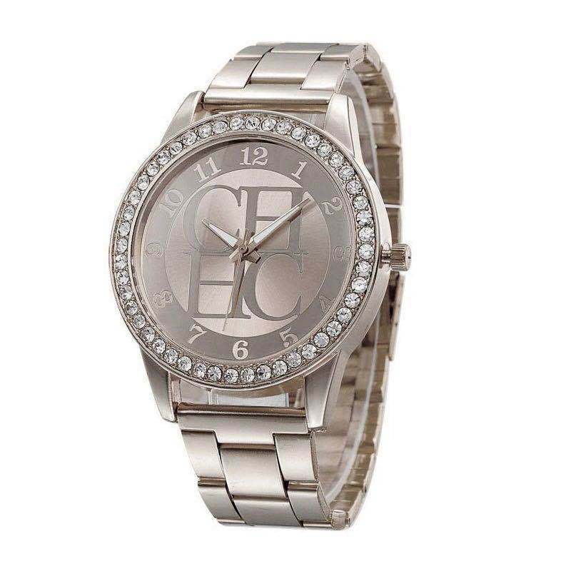 Alloy Diamond-Embedded Men's Wristwatch Fashion Trend Steel Strap Gift Student Watch