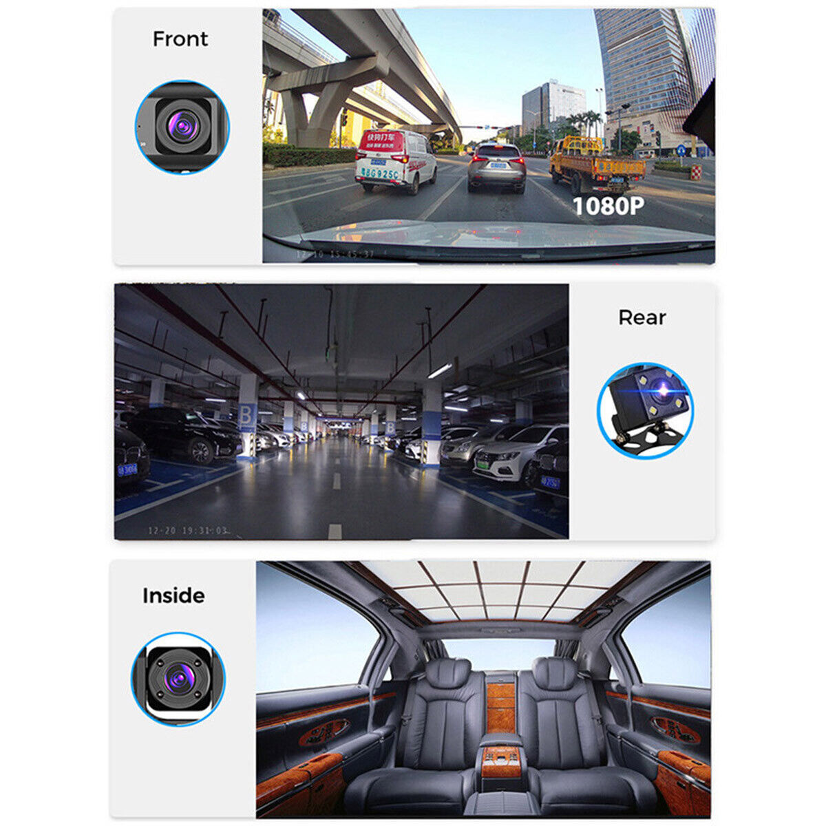 Car Dash Cam Recorder 1080P Dual Lens