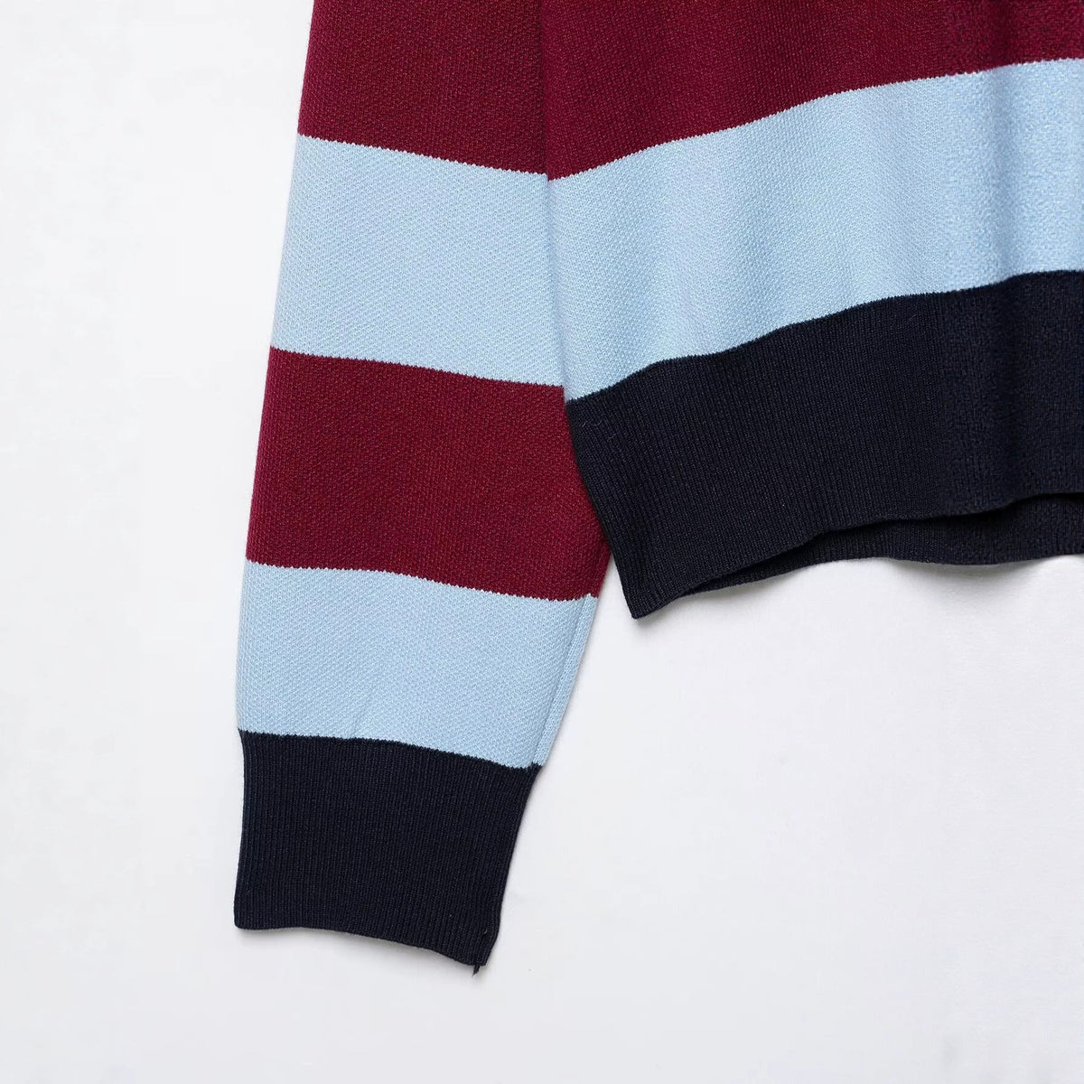 Women's Striped Polo-Collar Knit Sweater