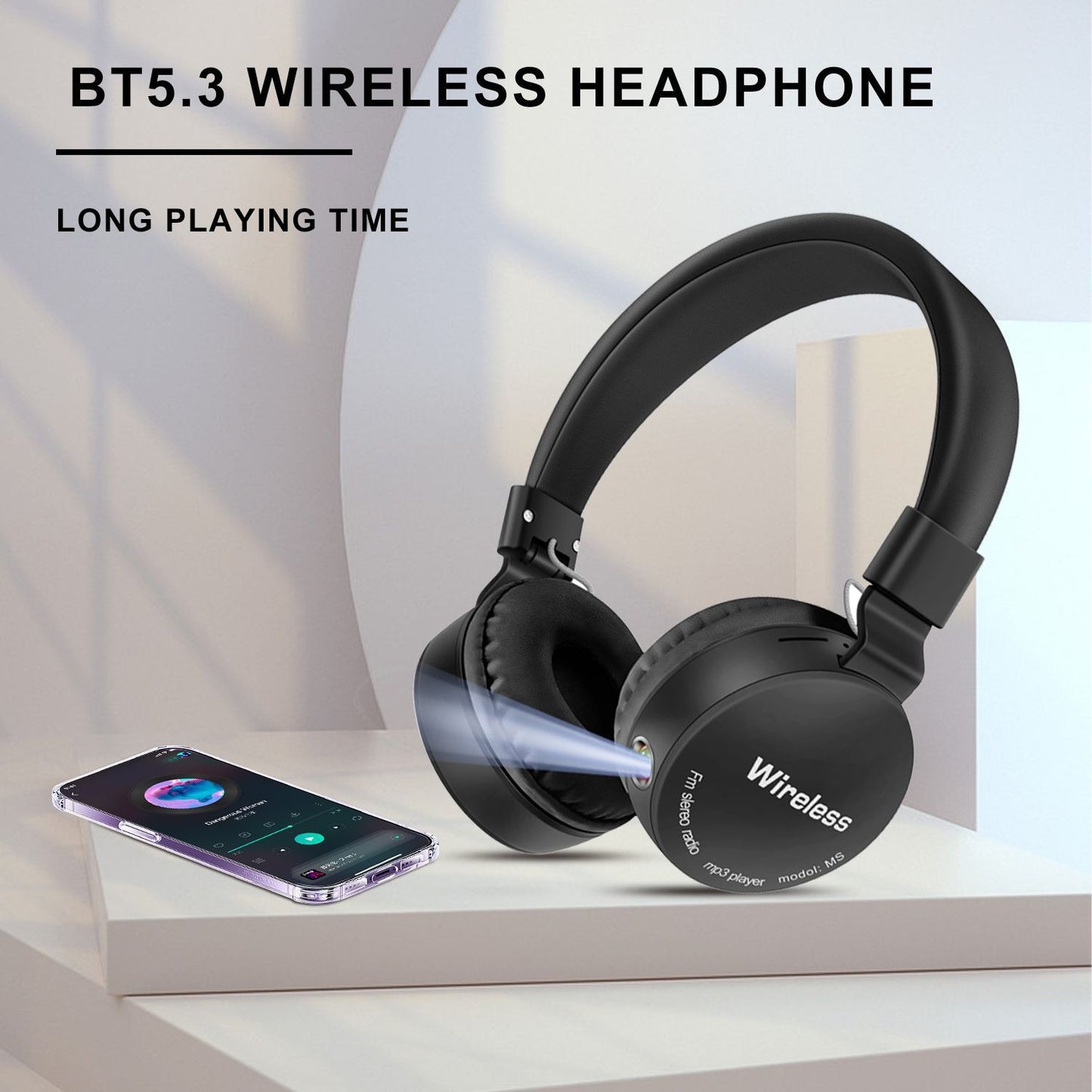 Casque Bluetooth AKZ-B67 avec lampe de poche à haute autonomie, fonction carte TF et radio FM.