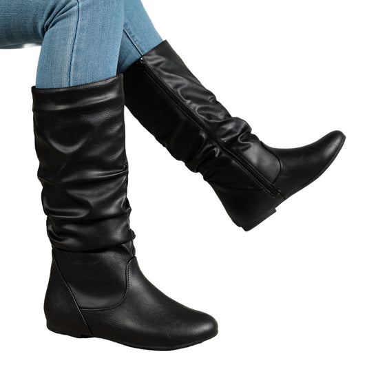 Bottes de cowboy mi-mollet pour femmes – Style cuir tendance pour tenue décontractée et extérieure