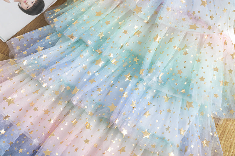 Girls' Rainbow Tulle Princess Dress