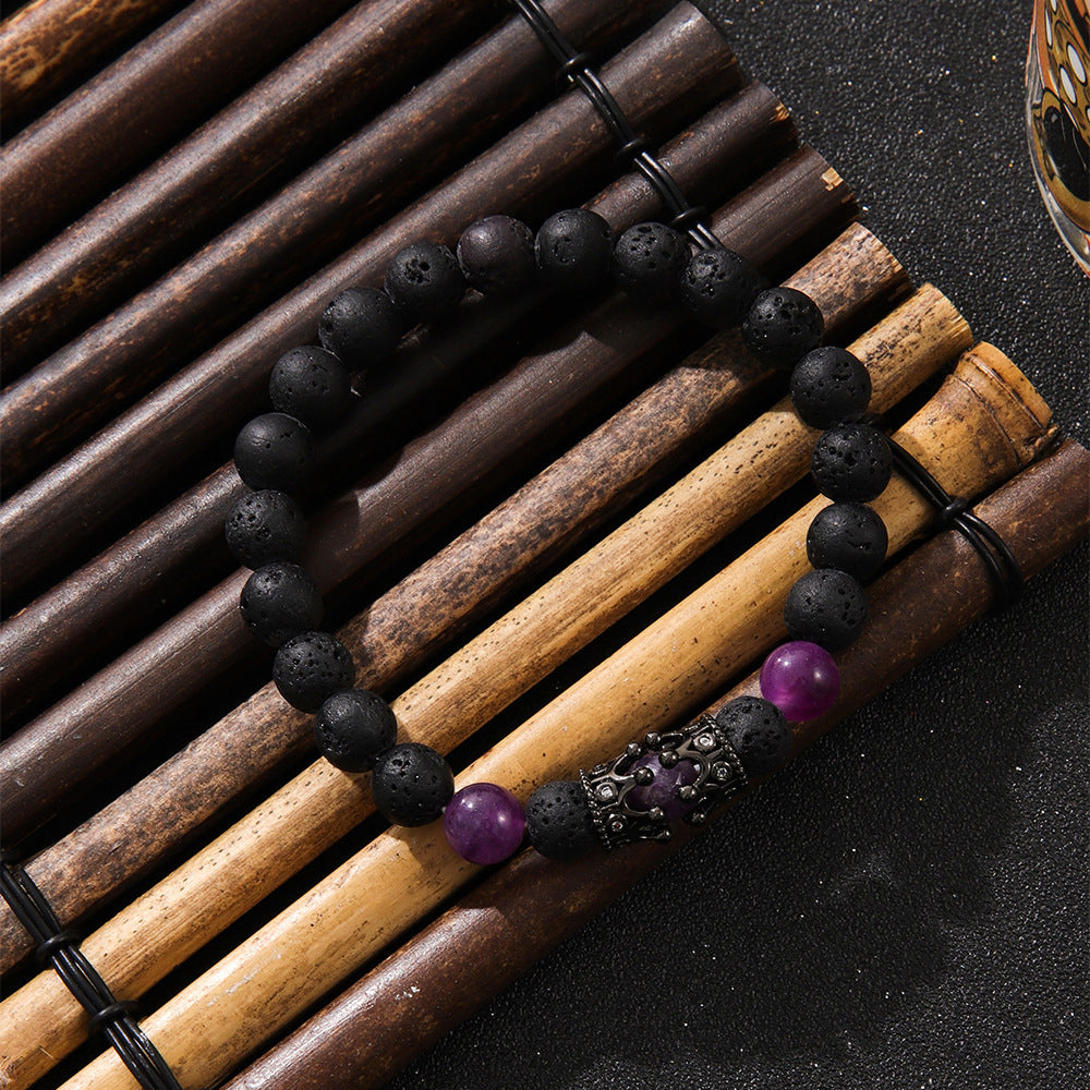 Zircon Crown Volcanic Rock Beaded Bracelet