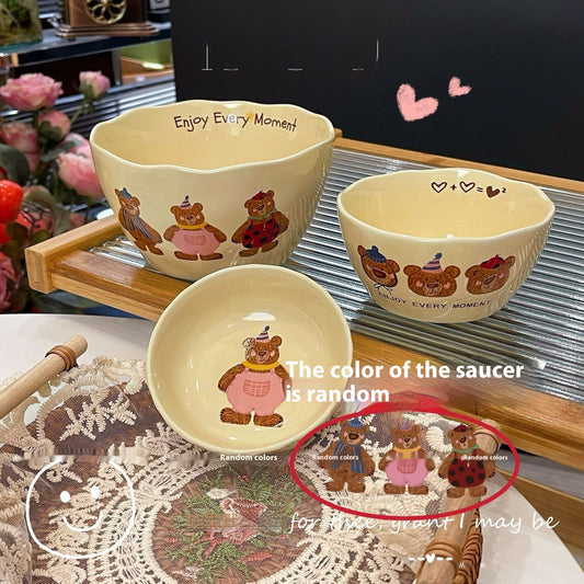Cute Modern Three Bear Ceramic Tableware Suit