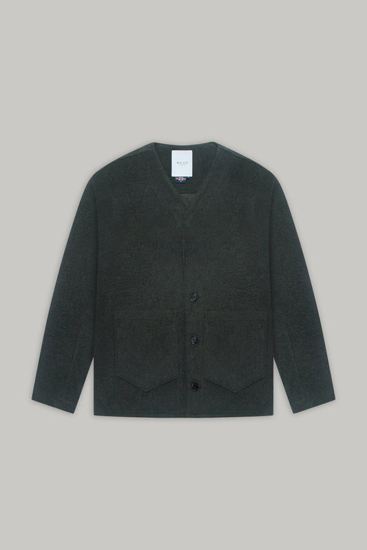Fleming V-Neck Shacket - Olive Casentino Wool