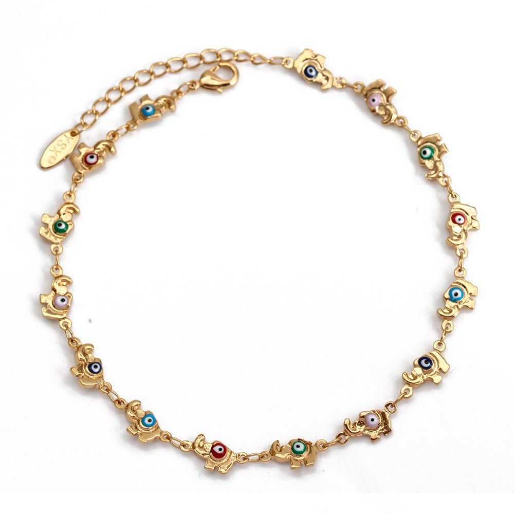 Bracelet éléphant femme yeux bleus dégoulinants