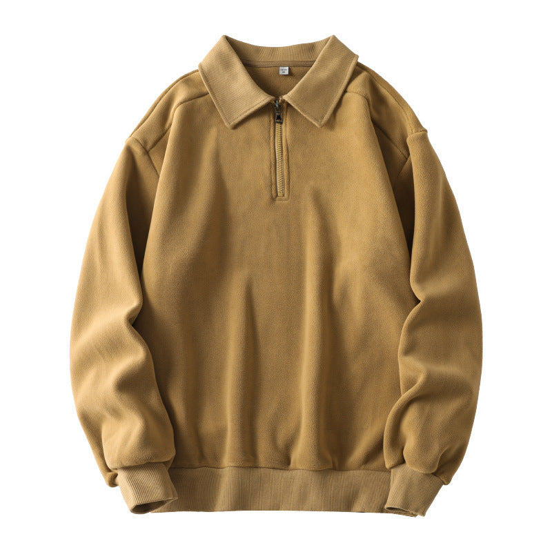 Mens Lapel Half-zip Sweatshirt Fleece Long Sleeve - Stuffs & Savers