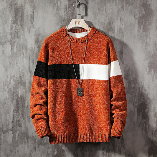 Mens Loose-colored pullover sweater