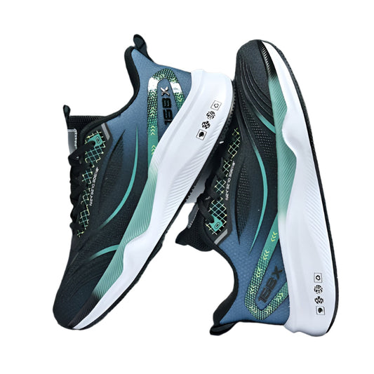 Chaussures de course pour hommes grandes tailles printemps et été en maille, dotées d'une maille tricotée douce et légère respirante avec des semelles absorbant les chocs
