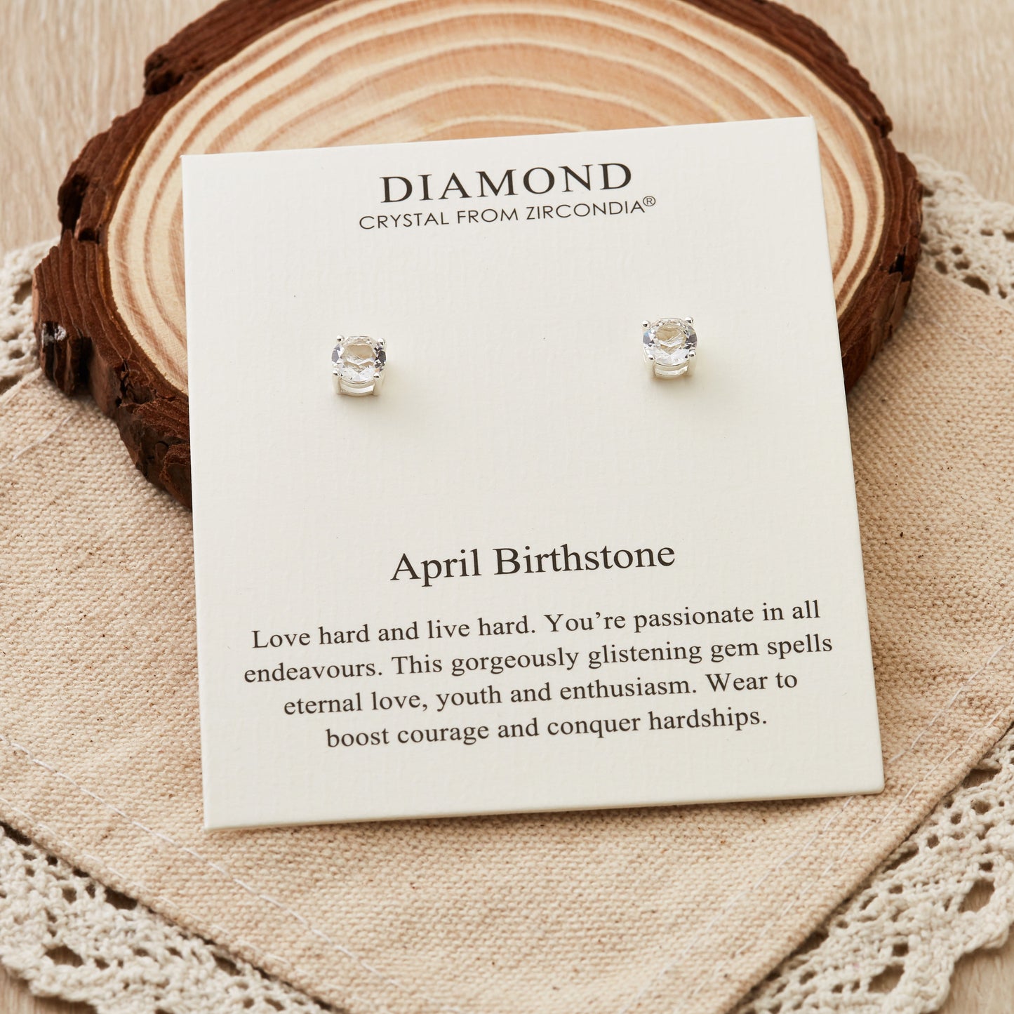 April (Diamond) Birthstone Earrings Created with Zircondia® Crystals