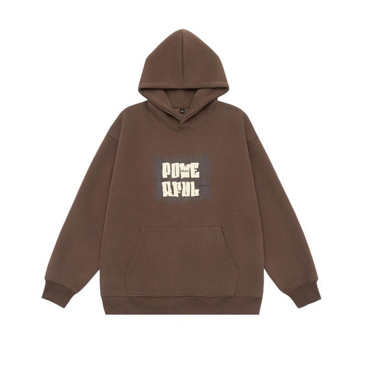 Letter Print Design Unisex Loose Fit Hoodie Sweatshirt