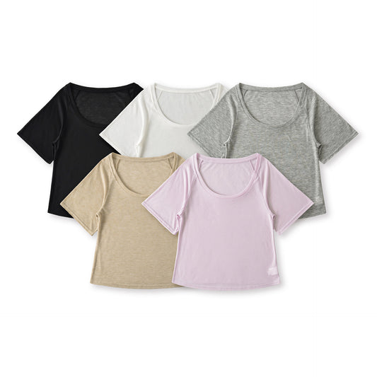 U-neck Mid-sleeve Loose T-shirt
