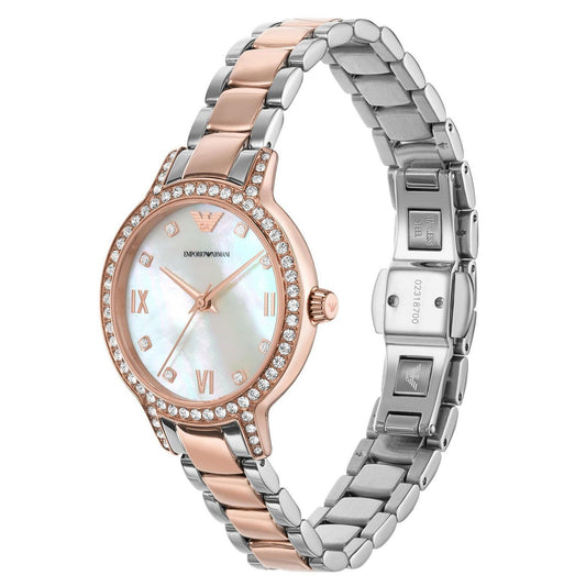 Emporio Armani Ladies Watch AR11499 - 32mm Cleo Rose Gold & Silver Crystal Dial