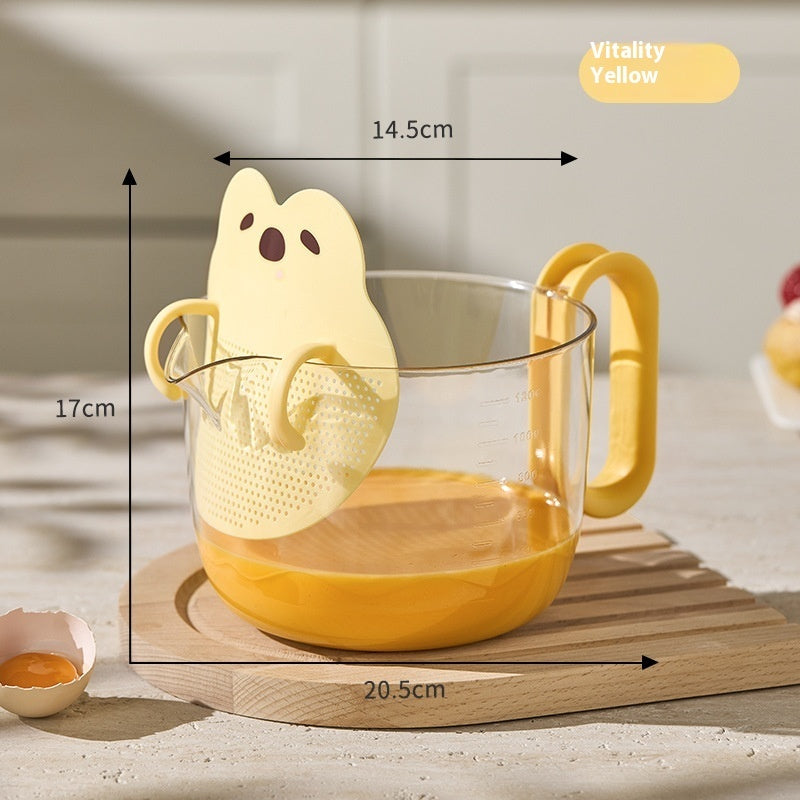 Mélangeur à œufs multifonctionnel en forme de dessin animé avec tasse à mesurer graduée de qualité alimentaire