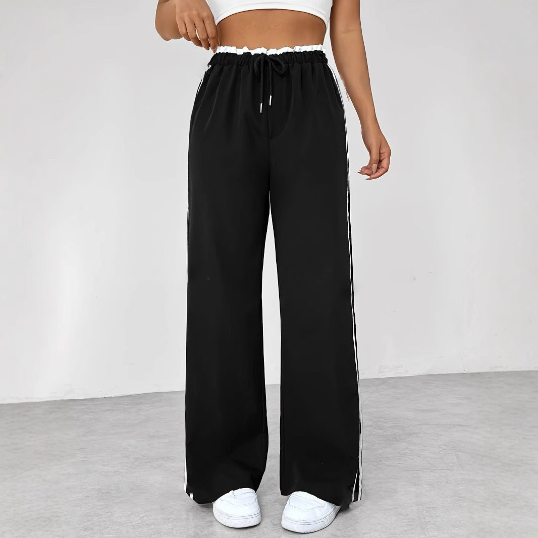 Black Straight-Leg Sports Pants
