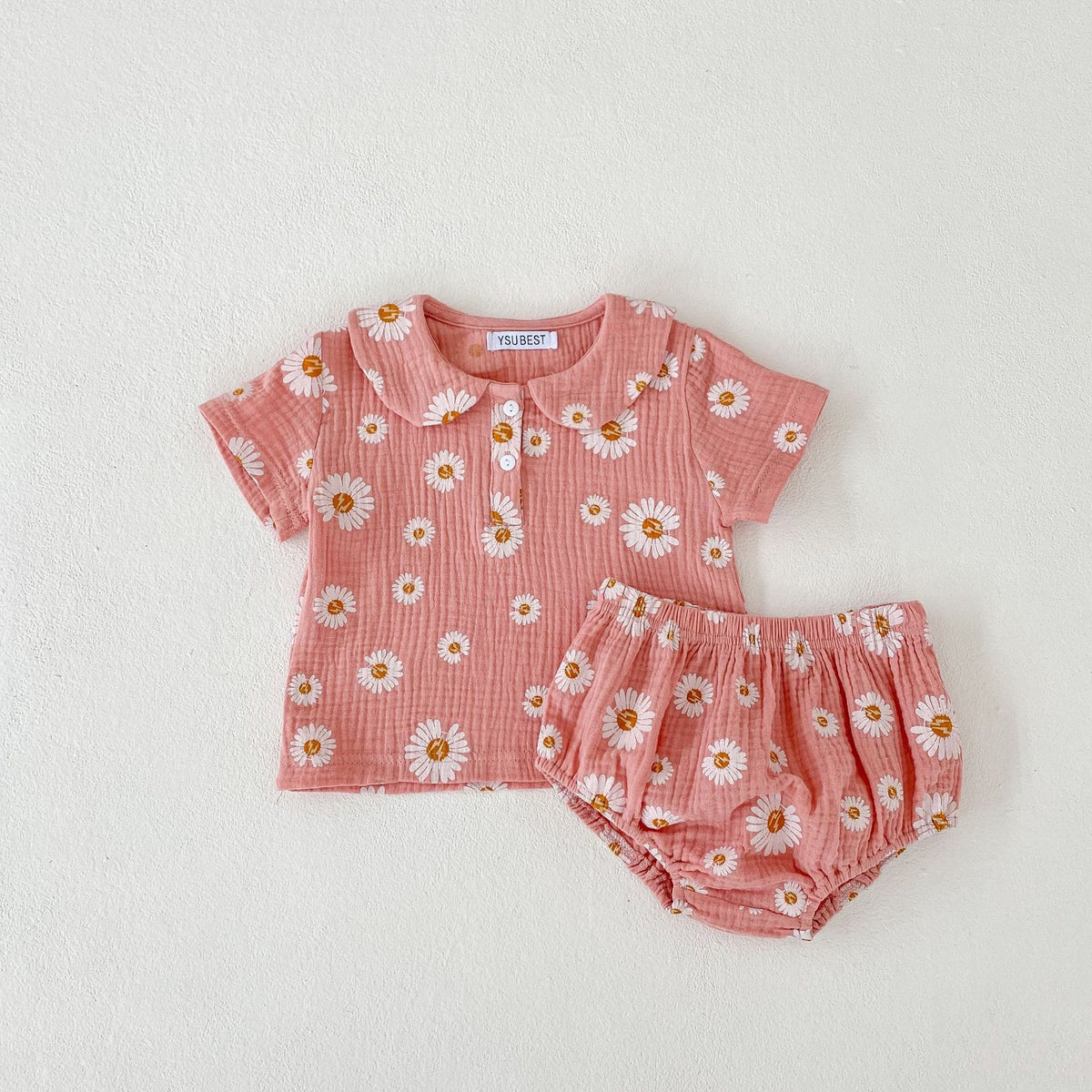 Baby Girl Doll-Collar Short-Sleeve Set