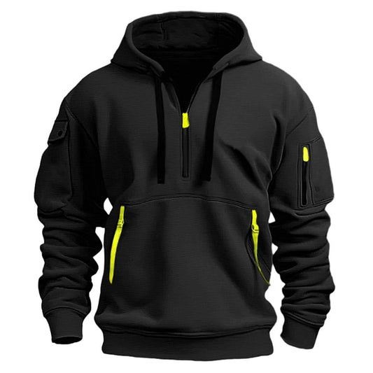 Men's Cotton Dropped Shoulder Hoodie - Loose Pullover Sweatshirt