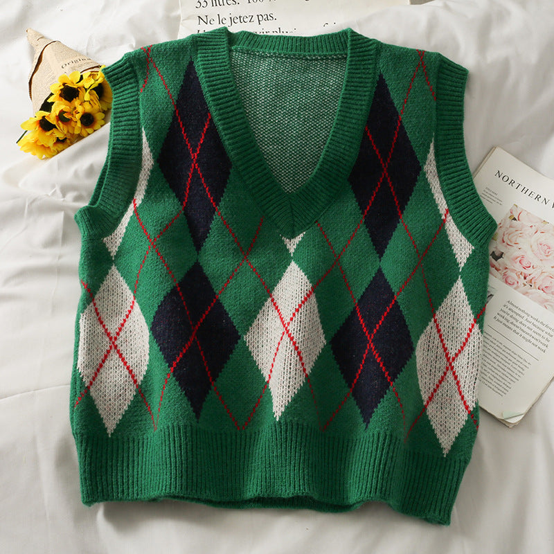 Retro V-neck Loose Stacking Japanese Sweater Top Women - Stuffs & Savers