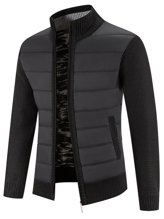 Blouson bombardier matelassé en maille grande taille pour homme avec col montant