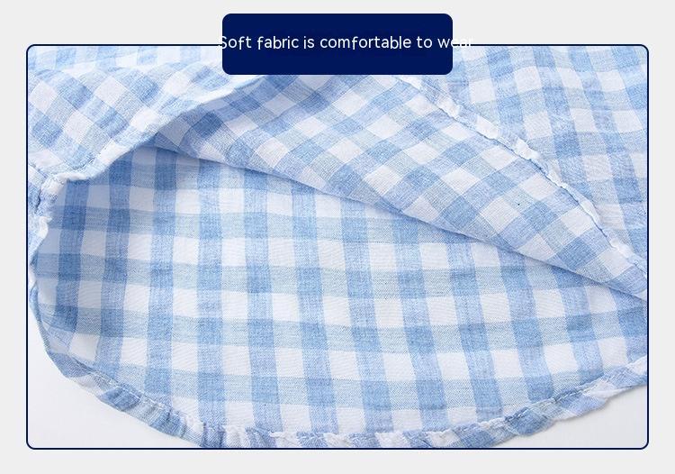 Children's Cotton Blue Short-sleeved Shirt Fashion Casual Short-sleeved Plaid Shirt - Stuffs & Savers