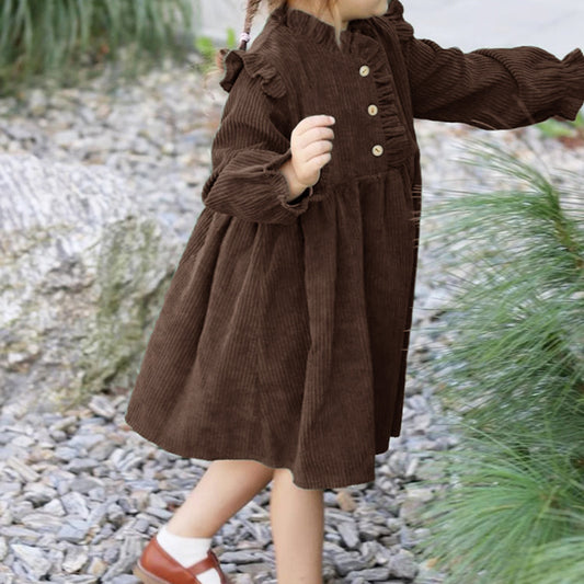 Girls' Lace-Collar Corduroy Skirt