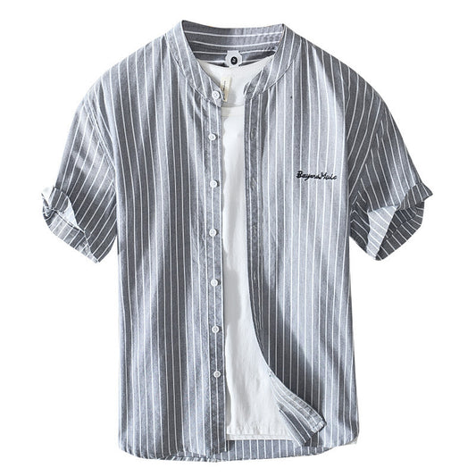 Stripes Short Sleeve Embroidered Shirt