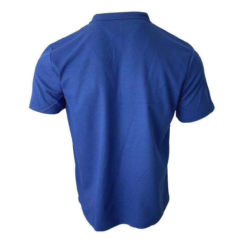 Waffle Lapel Short-sleeved V T-shirts