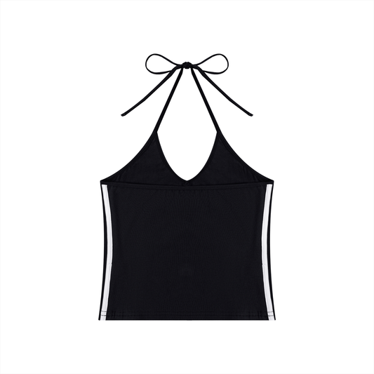 Women's Color Block Halter Crop Tank Top 210GSM