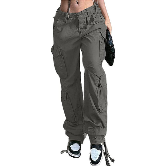 Women's High Waist Pocket Straight-leg Pants