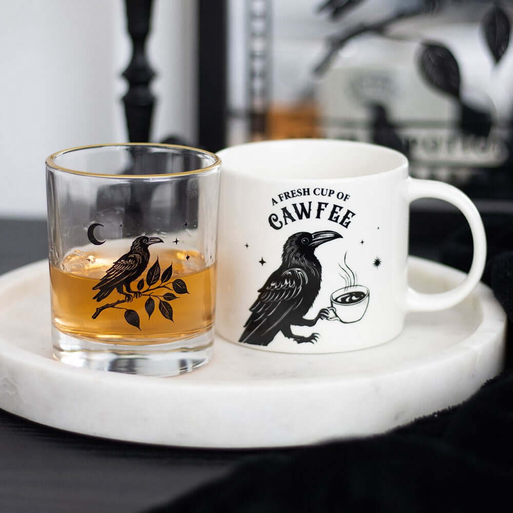 Verre à Corbeau Perché Cadeaux Gothiques