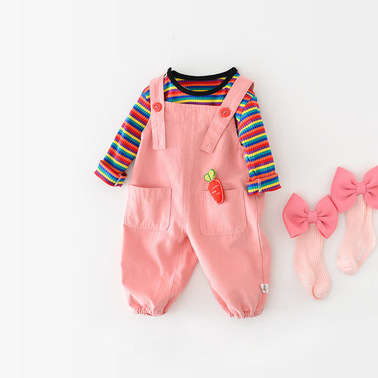 Baby Cotton Suspender Pants