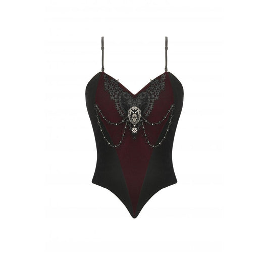 Dark in Love Morrigan Velvet & Lace Chain-Detail Top