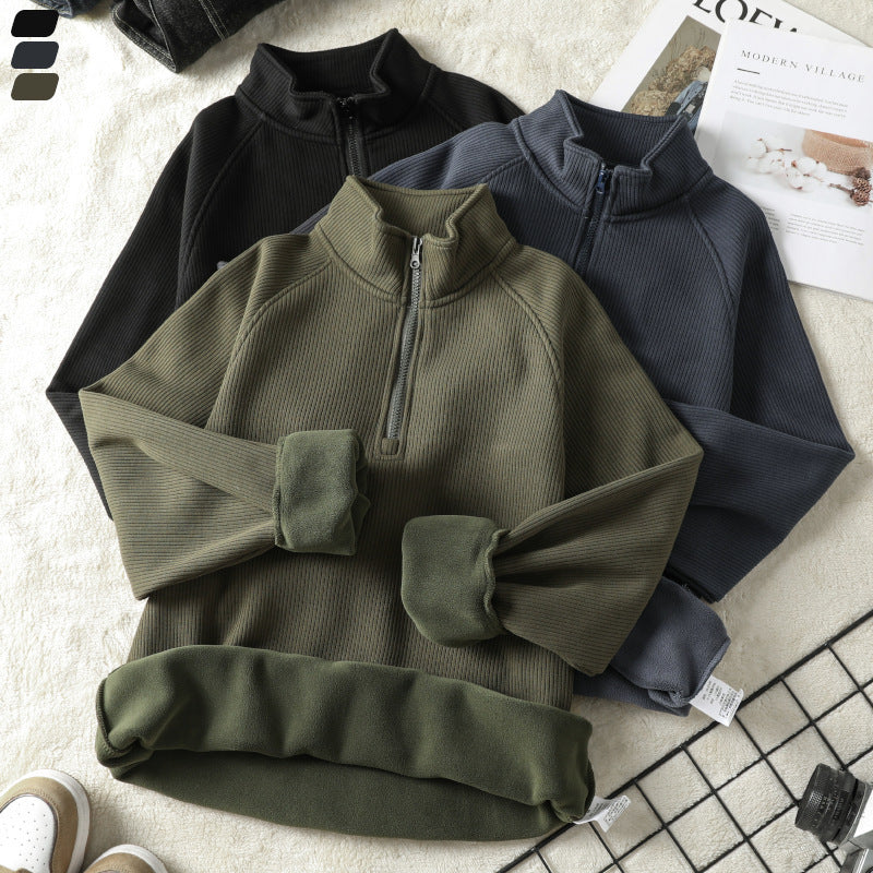 Mens Stand-collar Fleece Sweatshirt - Stuffs & Savers