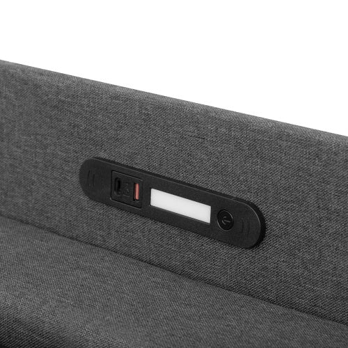 5ft King Bed Frame With Hydraulic Storage, Linen Upholstered Bed With Concealed Headboard Storage And Drawers, Button Tufted Headboard With Charging Station And LED Night Light, Grey