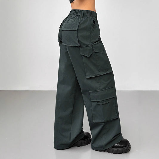 Elastic High Waist Wide-leg Trousers