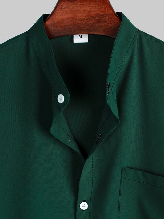 Men's Casual Solid-Colored Shirt With Stand-Up Collar